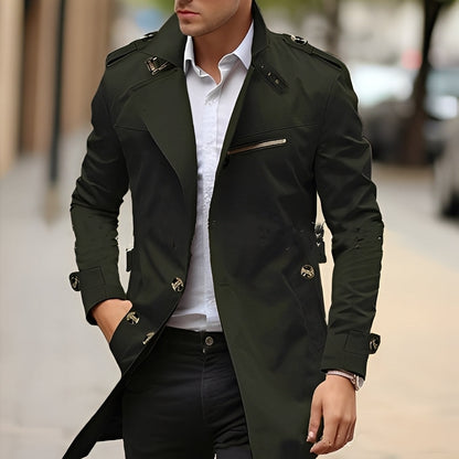 Derrick - Elegante Trenchcoat com Gola de Reverso para Homens