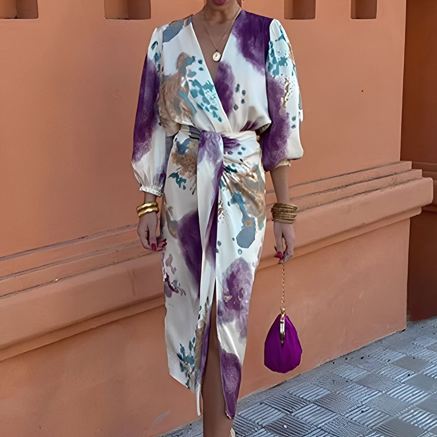 Éva - Vestido elegante com decote em V para mulheres