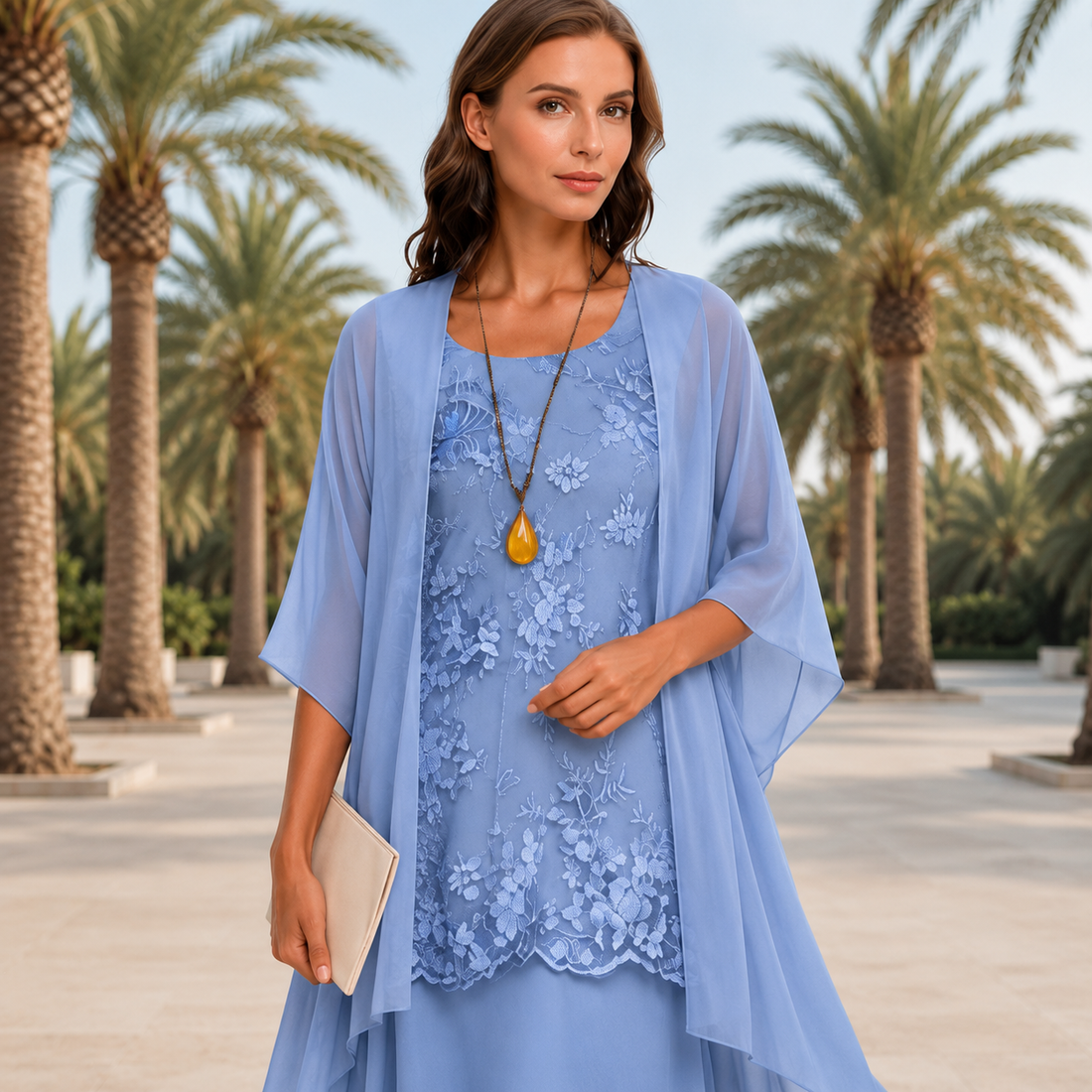 Krystal - Vestido Midi Elegante de Duas Peças