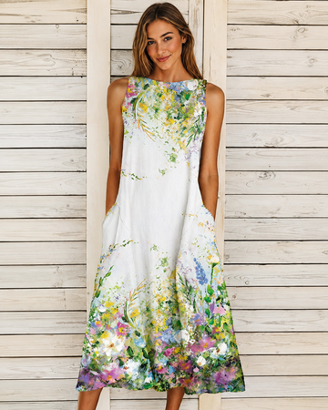 Denique - Vestido Midi Vintage e Flutuante