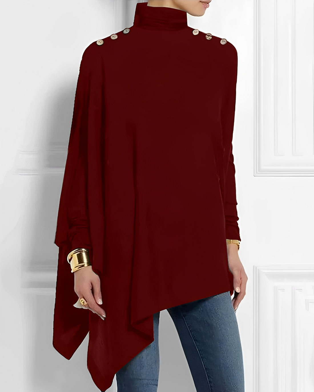 Rhoslyn - Camisa Estilosa com Gola Alta