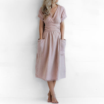 Sasha - Vestido Envelope Casual com Bolsos