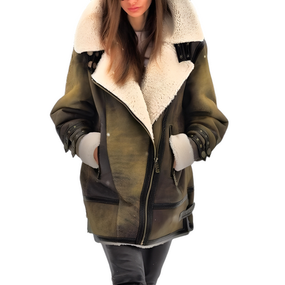 Leilani - Jaqueta de couro elegante com forro quente para mulheres