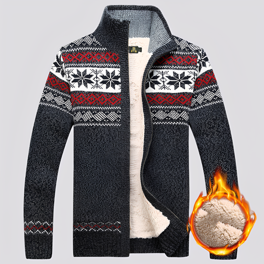 Pulôver Masculino de Lã com Forro Sherpa – Camisola Quente de Inverno para Frio & Dia a Dia