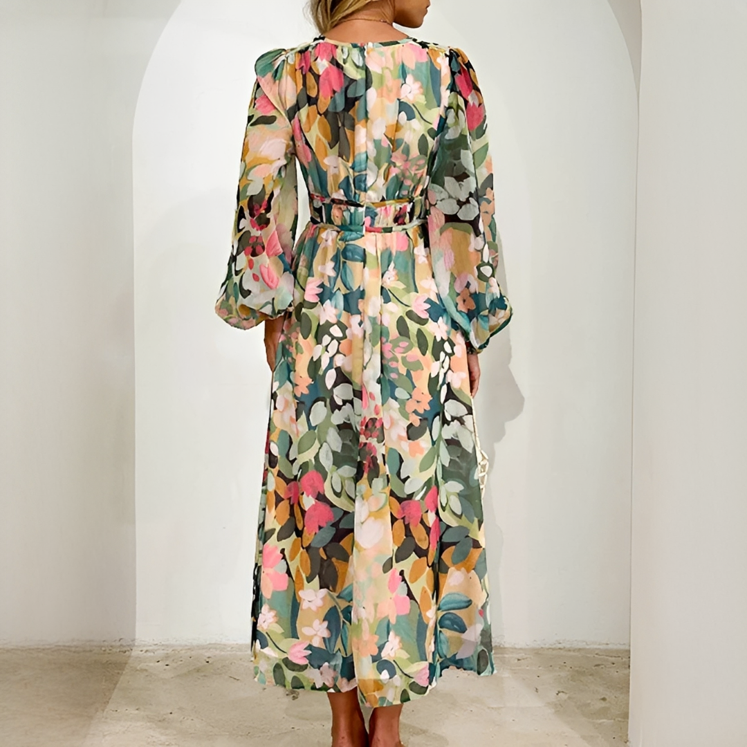 Kiara - Vestido Elegante de Manga Longa e Fluido