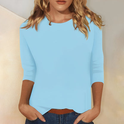 Louisa - Camiseta de manga longa casual e simples para mulheres