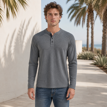 Teifion - Camisa Henley Clássica de Waffle