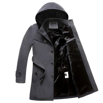 Robert - Moderner, dicker Trenchcoat mit Kunstpelzfutter für Herren