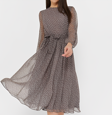 Tessa - Vestido Estiloso de Bolinhas com Manga Longa