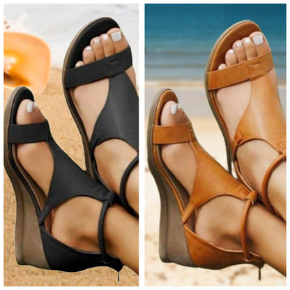 Anne - Orthopedic leather sandals with heel