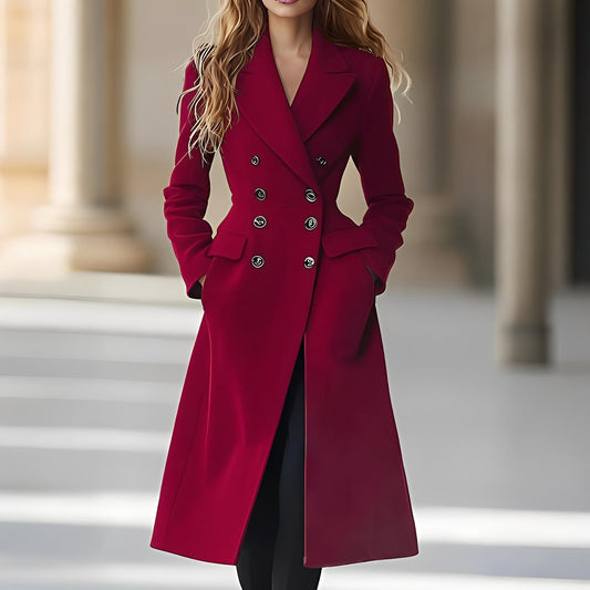 Chrissy - Modern long double-breasted coat for women