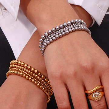 Crea - Bracelete de moda empilhável metálico dourado (4mm)