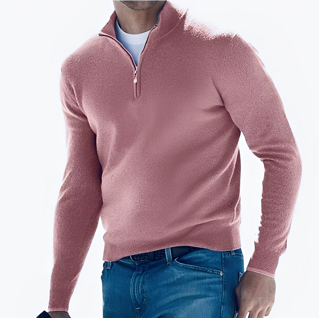 Nash - Suéter casual com meio zíper