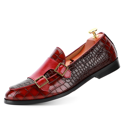 Rafael - Elegant Men's Leather Slip-On Shoe with Double Buckle