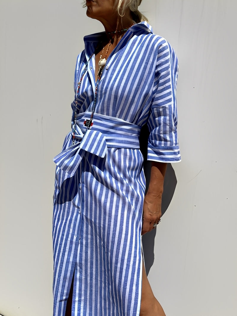Christel - Long striped polo dress for woman
