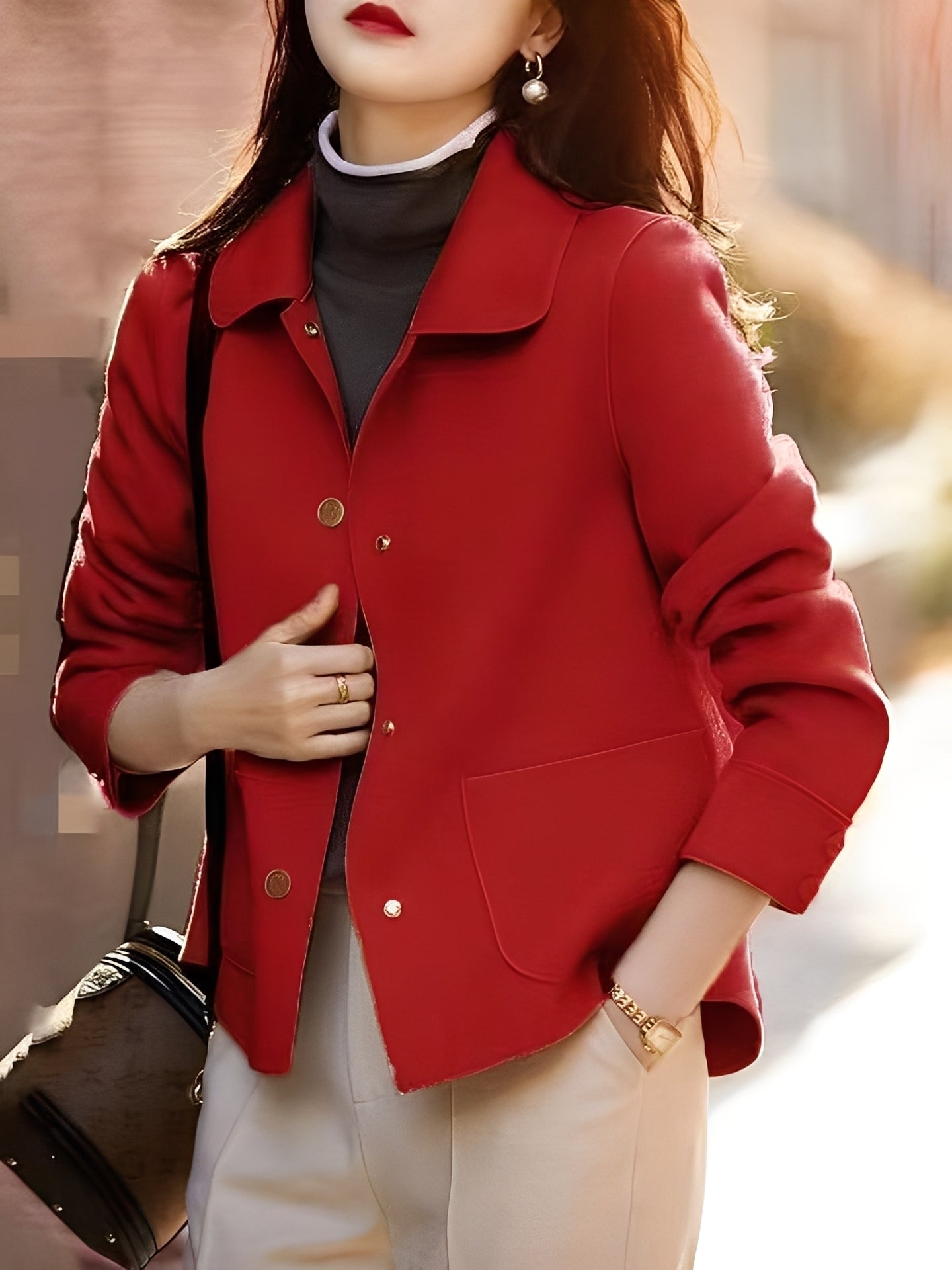 Meade - Elegant, warm button-down jacket for women