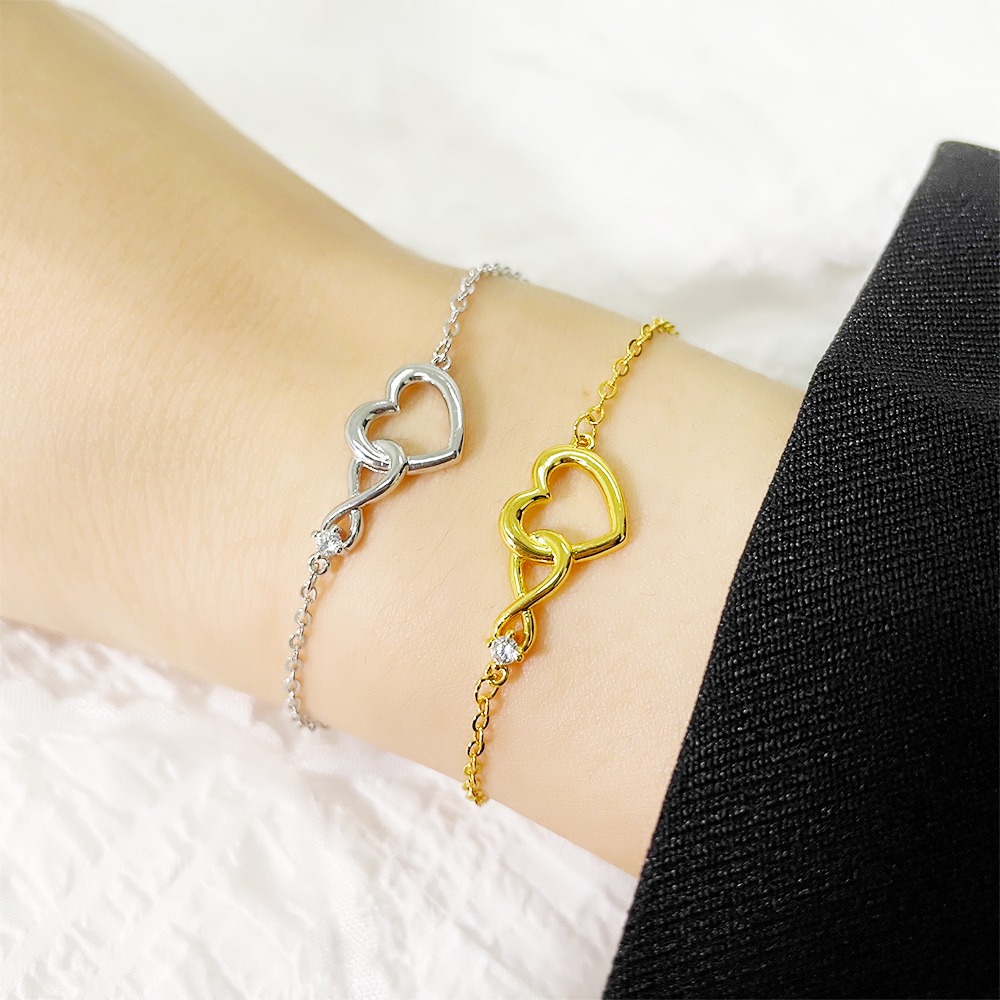 Bracelete Coração Infinito - Bracelete delicado em CZ