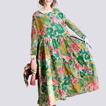 Terry - Vestido longo maxi elegante com estampa floral para mulheres