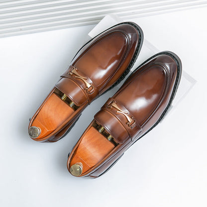 Marcus - Elegant Leather Slip-on Shoe with Low Heel for Men