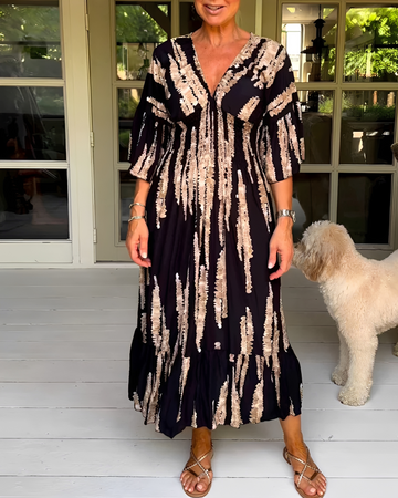 Esperanza - Vestido Midi com Decote em V Estiloso