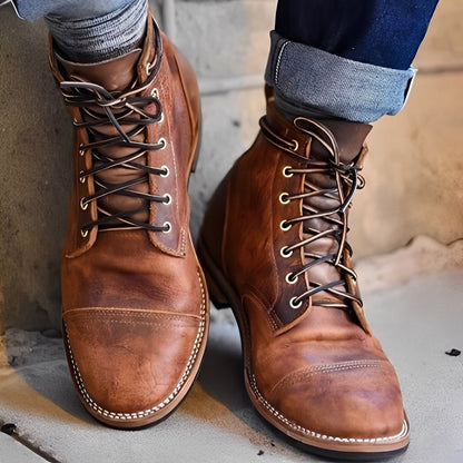 Lucrèce - Botas com cadarço em couro para homem, modelo inverno