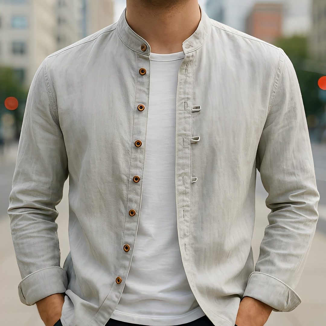 Aick - Camisa de verão moderna de mangas longas para homem
