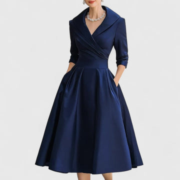 Clara – Vestido Midi Elegante com Decote em V