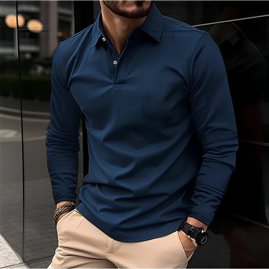 Conner – Camisa Polo de Manga Longa para Homens – Casual e confortável