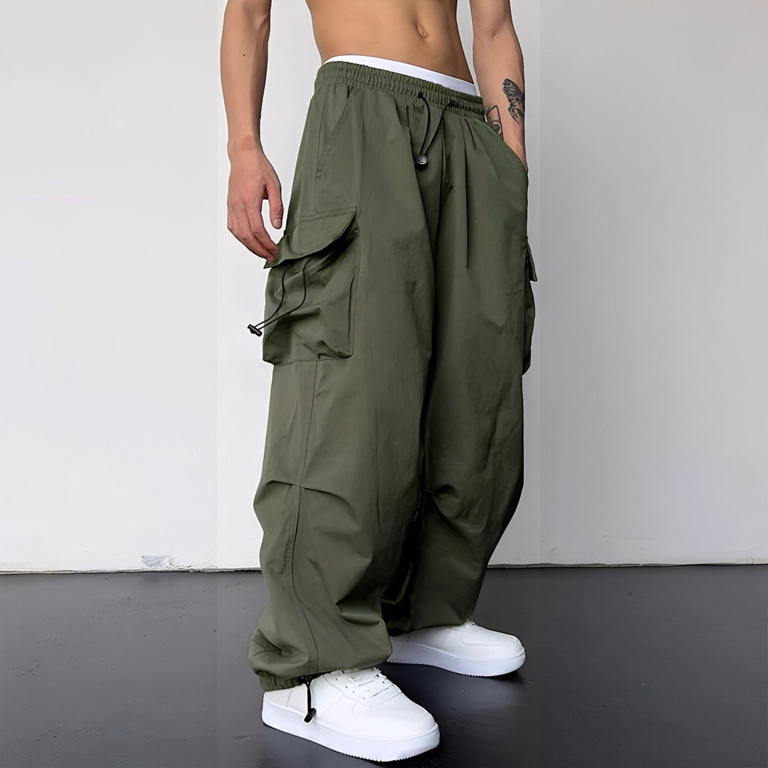Kaleb - Calças cargo baggy na moda para homens