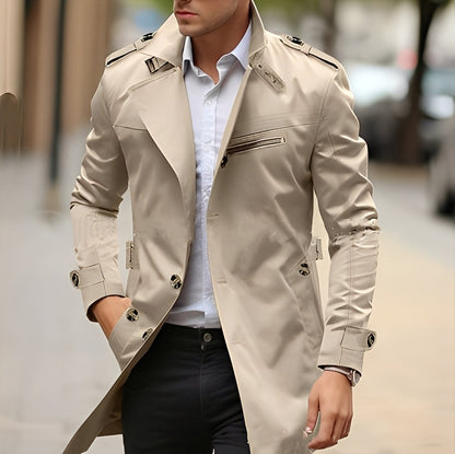 Kendrick - Elegant Overcoat with Turn-Down Collar for Men