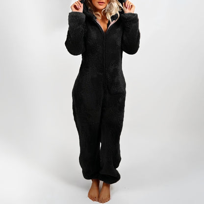 Jasmine - Macacão de pelúcia quente com capuz para mulheres