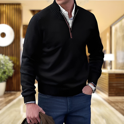 Khirvy - Elegant pullover with half zipper for man