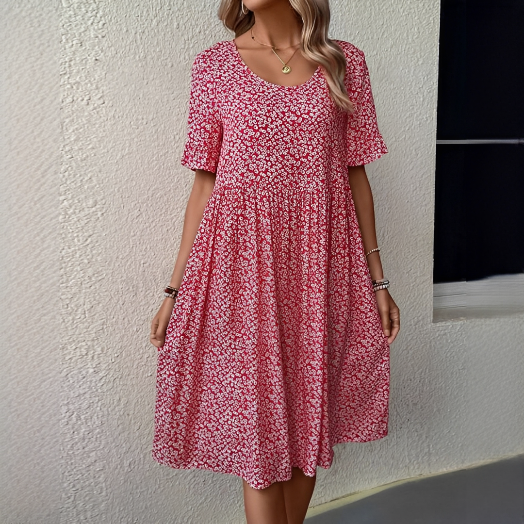 Janina – Vestido gola redonda mulheres – perfeito para dias ensolarados