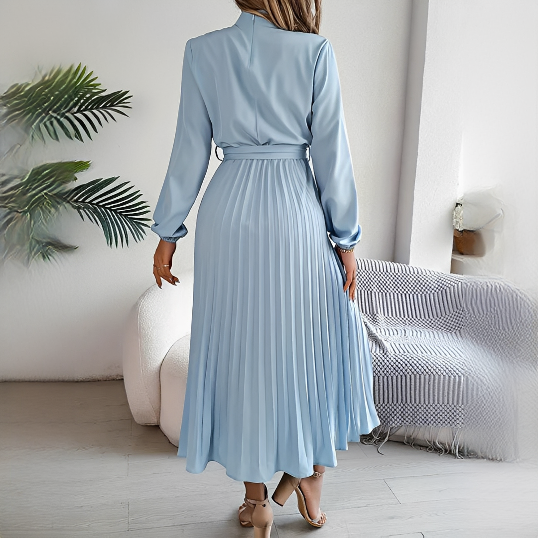 Jessy - Vestido plissado com mangas longas para mulher