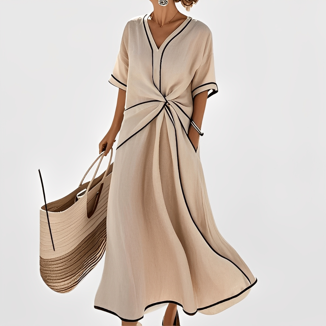 Thérèse – Vestido elegante listrado solto para mulheres