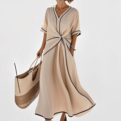 Thérèse – Vestido elegante listrado solto para mulheres