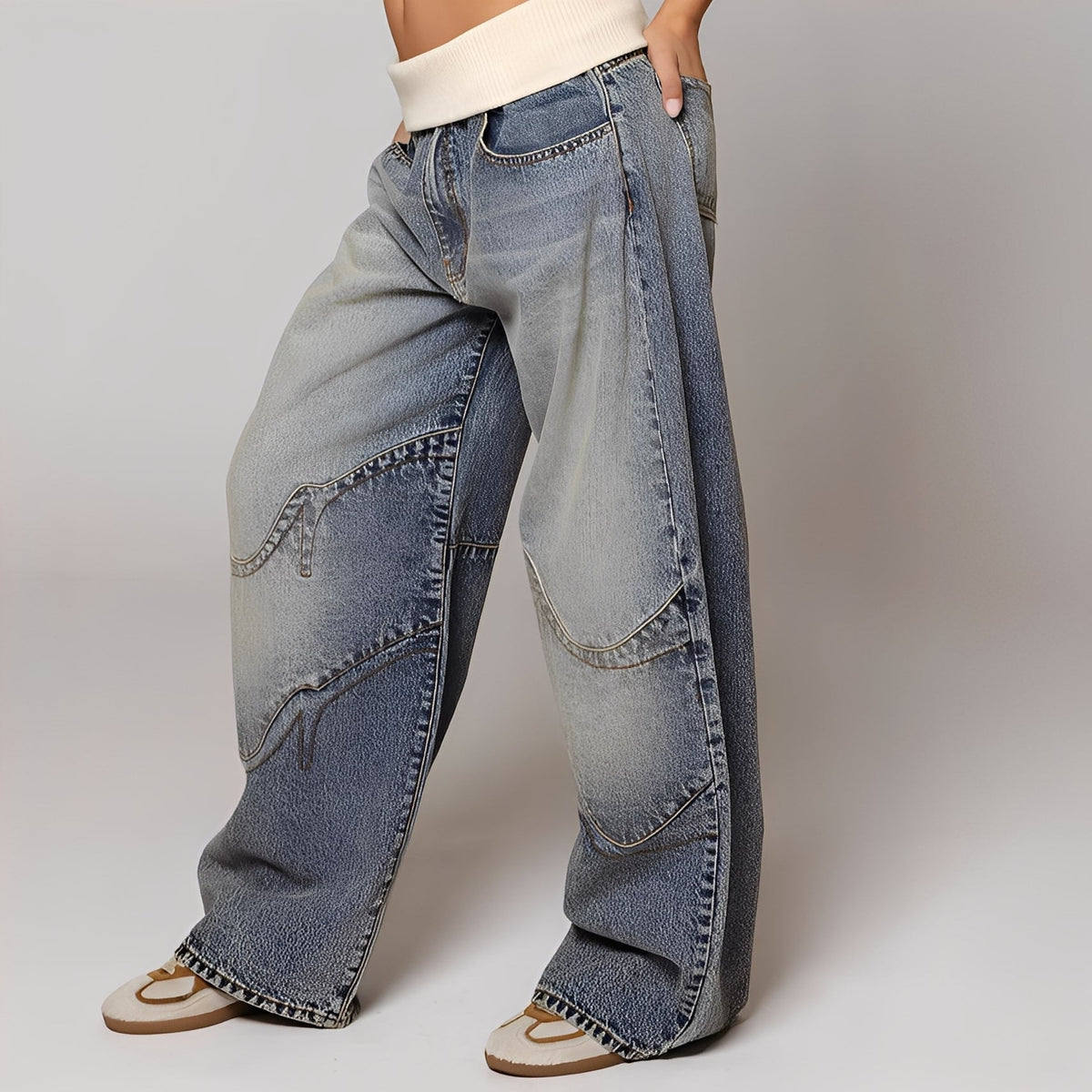 Vanessa - Jeans Confortáveis Lavados e Soltos para Mulheres