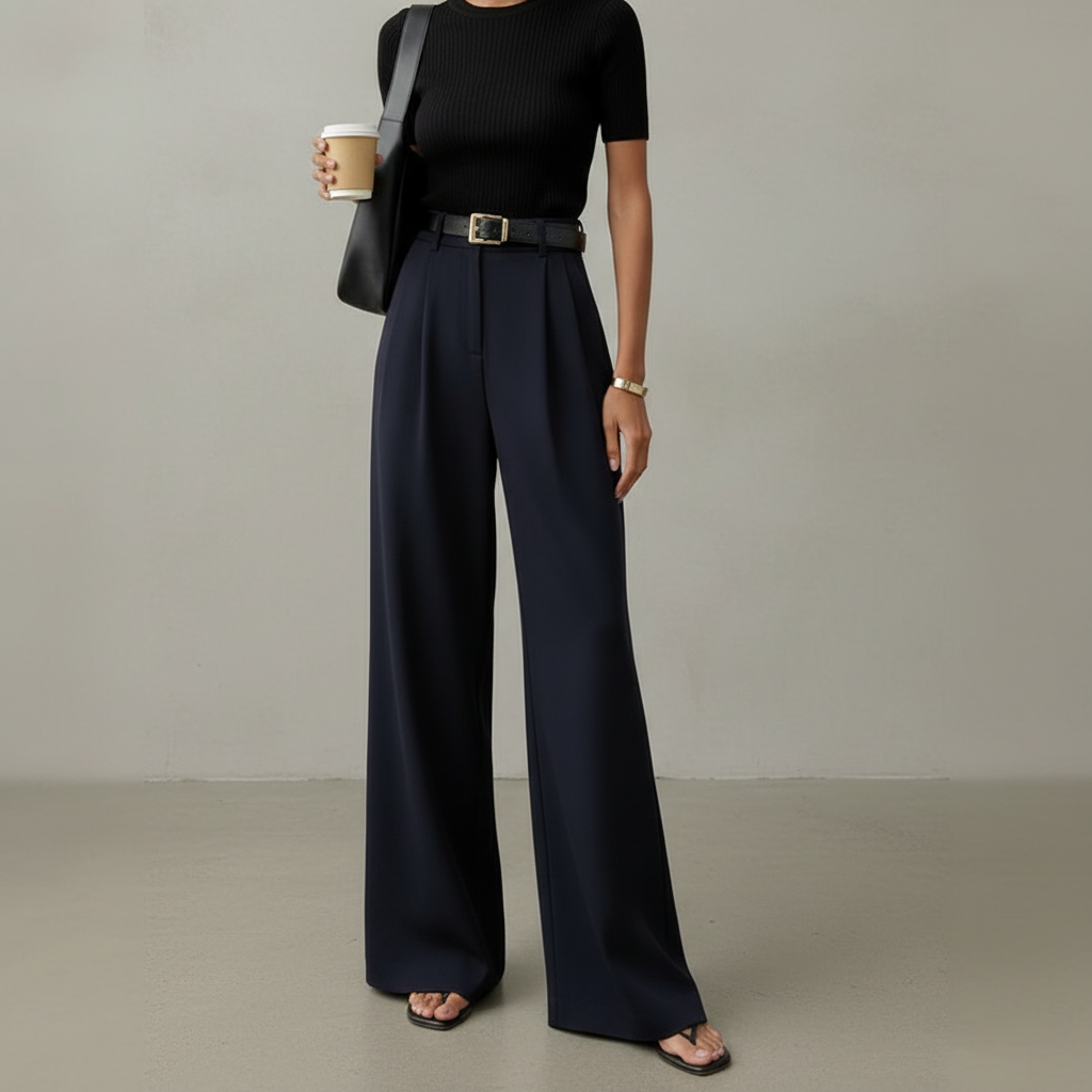 Marlene - Calça elegante de perna larga