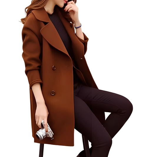 Kristina - Elegant long two-button coat for women