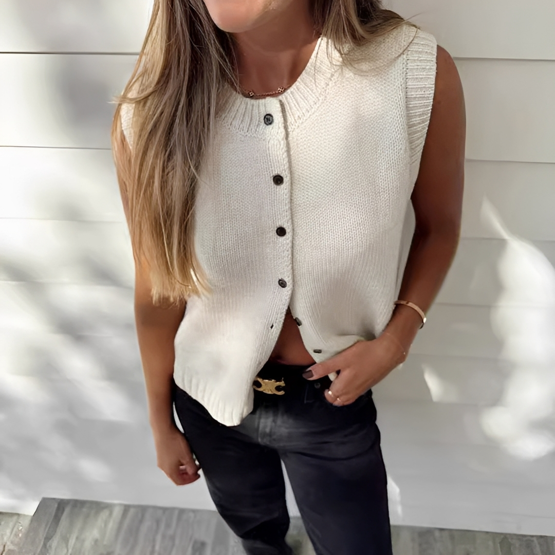 Vevian - Top Casual com Botões
