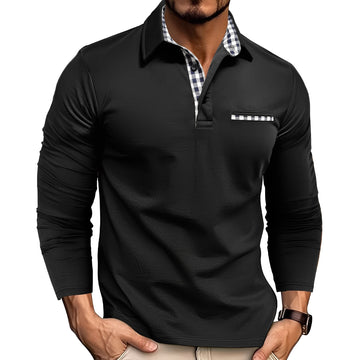 Charel - Camisa polo casual de manga longa para homens