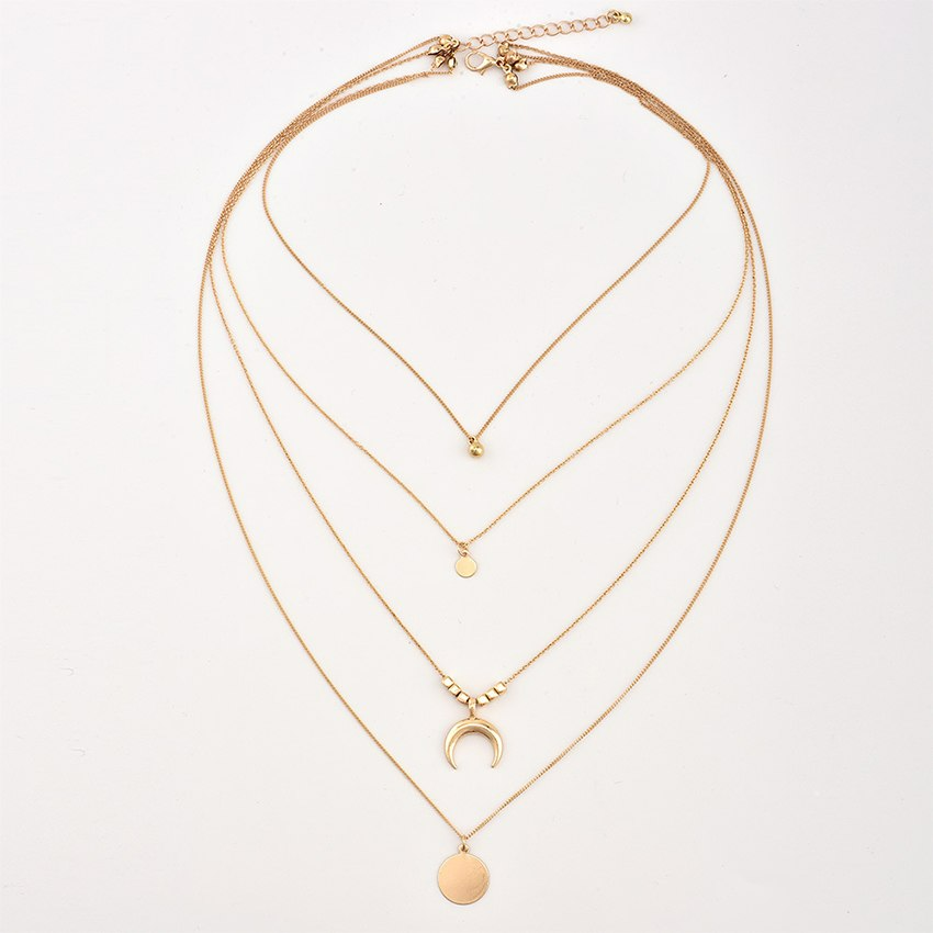 Colar Boho de lua multicamadas