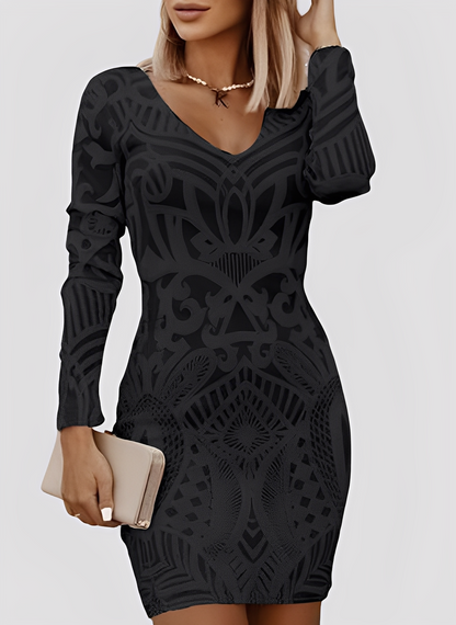 Caitlyn - Vestido elegante de manga longa ajustado para mulheres