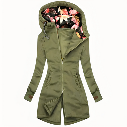Marie - Elegante Jacke mit Kapuze und Blumenmuster für Damen