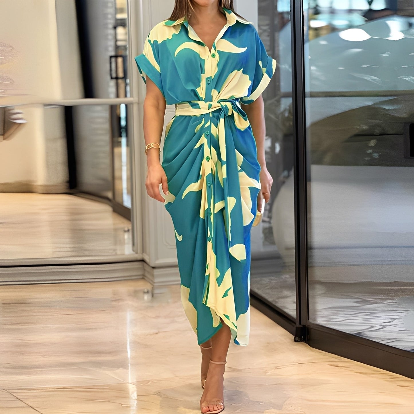 Charlène - Elegant buttoned dress for women