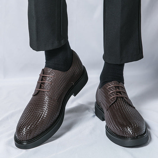 Tristan - Elegant Oxford leather shoes with 3D woven pattern for men
