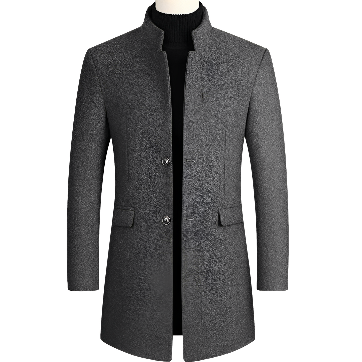 Andre - Elegant Coat with High Collar for Men