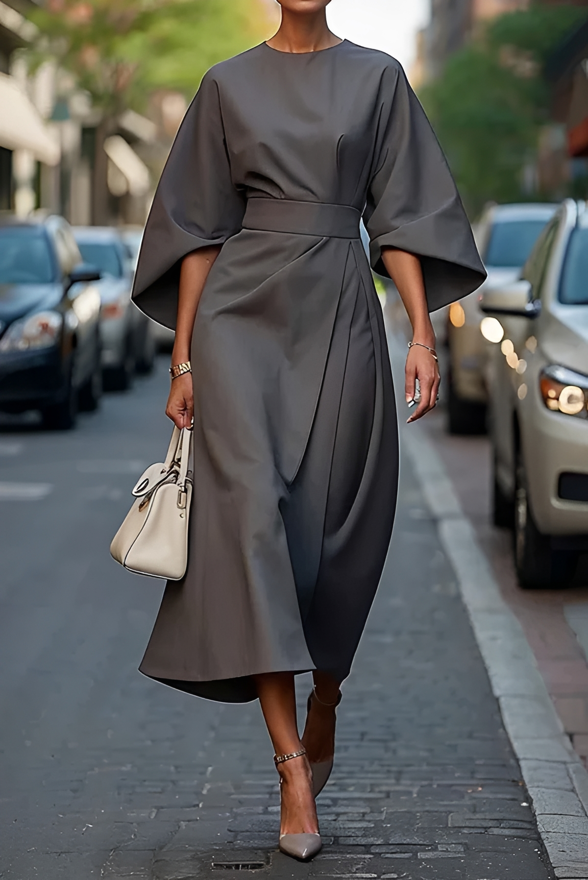 Vera - Vestido Midi Elegante com Cinto