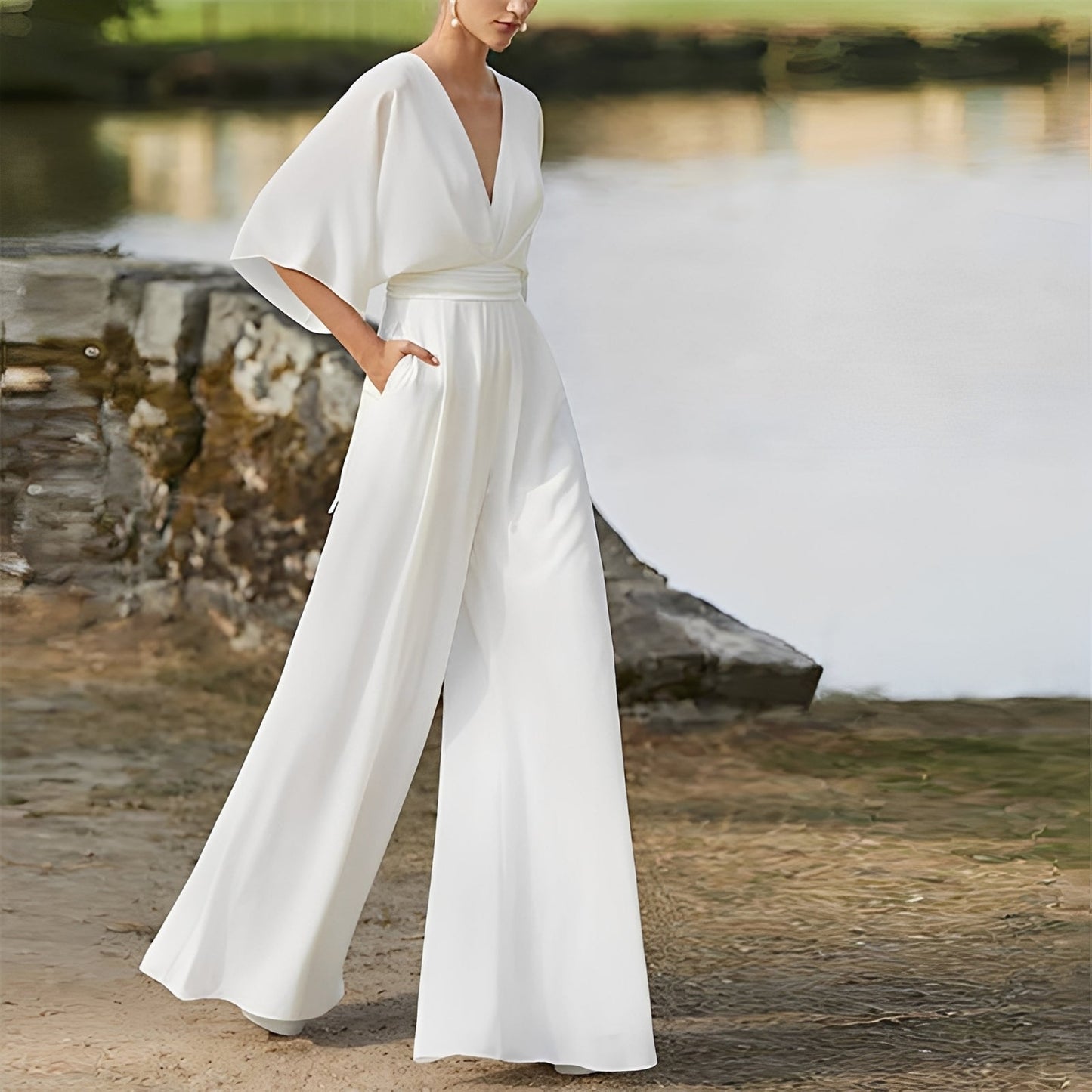 Sarah - Macacão moderno com perna larga para mulheres