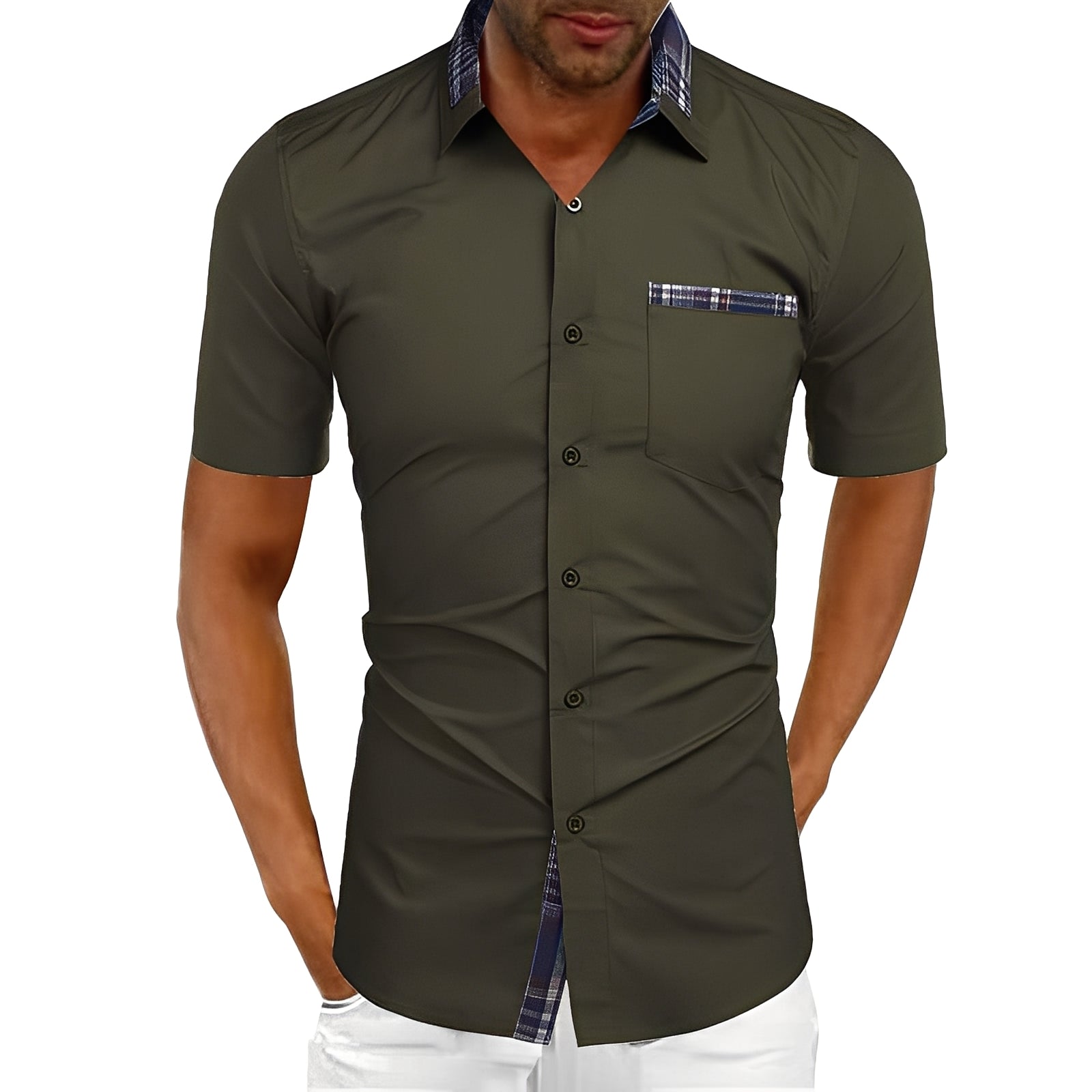 Marvin - Camisa Casual de Manga Curta para Homens